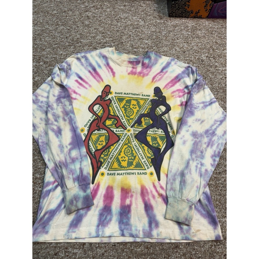 Vintage Dave Matthews Band Tie Dye Long Sleeve T-Shirt XL Fire Dancer